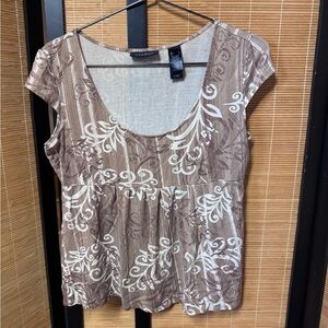 Axcess by Liz Claiborne Y2K Floral Scoop Neck Babydoll Top - Large